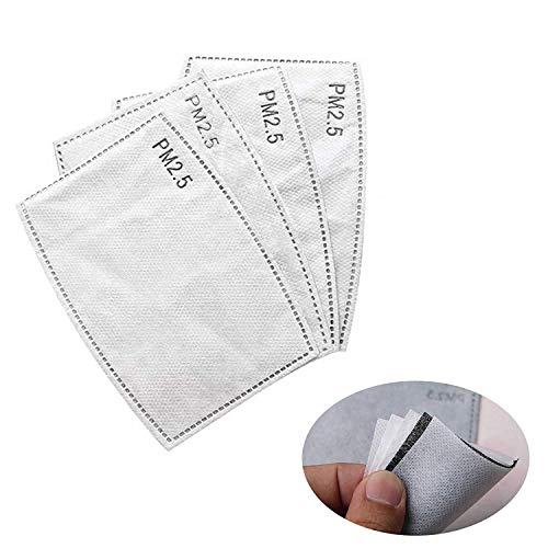 DINKANUR 100pcs filtros de carbón activado PM2.5 de 5 capas reemplazables de papel antivaho para adultos, hombres y mujeres