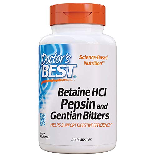 Doctor's Best - Betaine HCL, Pepsin y Gentian Bitters, 360 Cápsulas, sin gluten