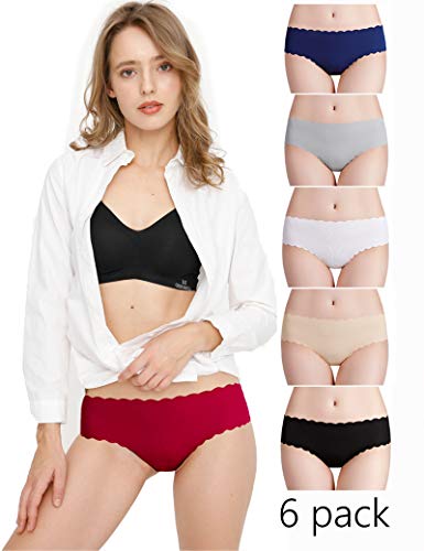 Donpapa Bragas para Mujer Pack sin Costuras Invisible Braguitas Microfibra Rayas Brief Bikini Culotte,Pack de 6 (Multicolor L )