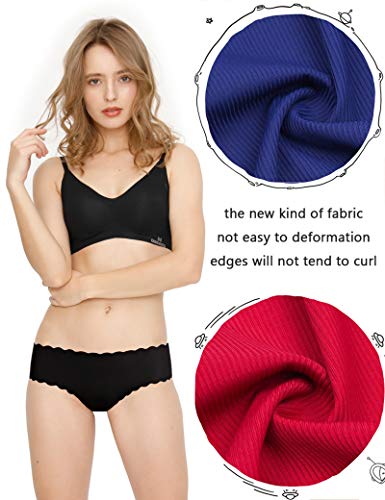 Donpapa Bragas para Mujer Pack sin Costuras Invisible Braguitas Microfibra Rayas Brief Bikini Culotte,Pack de 6 (Multicolor L )