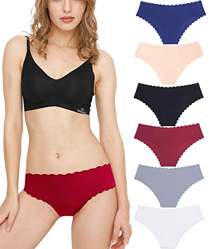 Donpapa Bragas para Mujer Pack sin Costuras Invisible Braguitas Microfibra Rayas Brief Bikini Culotte,Pack de 6 (Multicolor L )