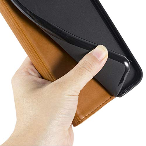 DQG Funda para Crosscall Action-X3, Carcasa Leather Tapa Bumper Silicona Caso TPU Soporte Cartera Case Flip Cuero Wallet Cover para Crosscall Action-X3 (5.0 Pulgadas) - QBrown