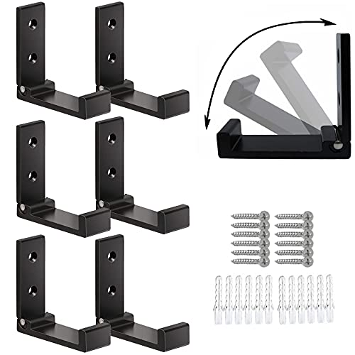 DQZSY 6 Piezas (Negro), Ganchos de aleación de Aluminio, Ganchos de Pared Pesados ​​multifuncionales sólidos, Ganchos Plegables súper Impermeables de aleación de Zinc-Cobre para Batas, Abrigos, baño.