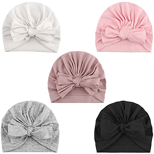 DRESHOW 5 PCS Sombreros y Gorras para Bebés Niño Niña Infantil Turbante Niño Bebé Nudo Sombrero Beanie Gorro