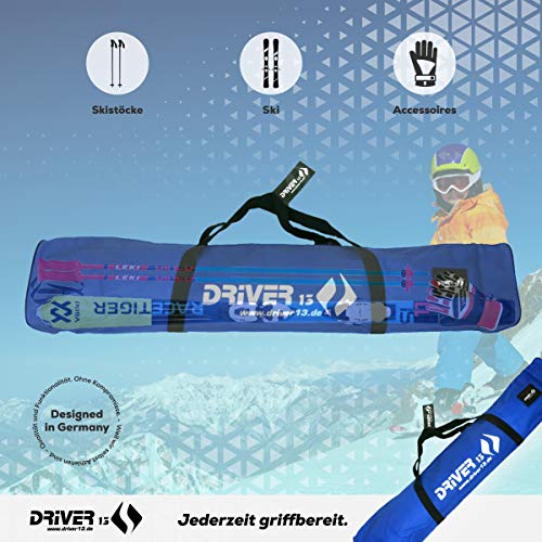 Driver13 ® Bolsa de esquí para niños Bolsa para Bastones de esquí, Bolsa de esquí para niños para el Almacenamiento y el Transporte Durante el esquí, a Prueba de Agua Azul 120 cm