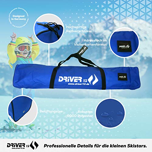 Driver13 ® Bolsa de esquí para niños Bolsa para Bastones de esquí, Bolsa de esquí para niños para el Almacenamiento y el Transporte Durante el esquí, a Prueba de Agua Azul 120 cm