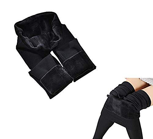 Ducomi EVA Leggings de Mujer Térmicos de Invierno, Calzoncillos Afelpados de Cintura Alta - Leggins Afelpados Interior Cálido Forro Ppolar para Montaña - Pants Elásticos Modeladores (EU L, Negro)