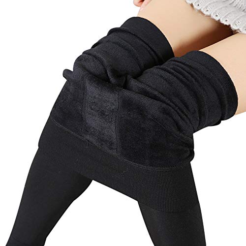 Ducomi EVA Leggings de Mujer Térmicos de Invierno, Calzoncillos Afelpados de Cintura Alta - Leggins Afelpados Interior Cálido Forro Ppolar para Montaña - Pants Elásticos Modeladores (EU L, Negro)