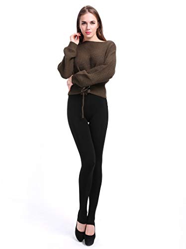 Ducomi EVA Leggings de Mujer Térmicos de Invierno, Calzoncillos Afelpados de Cintura Alta - Leggins Afelpados Interior Cálido Forro Ppolar para Montaña - Pants Elásticos Modeladores (EU L, Negro)