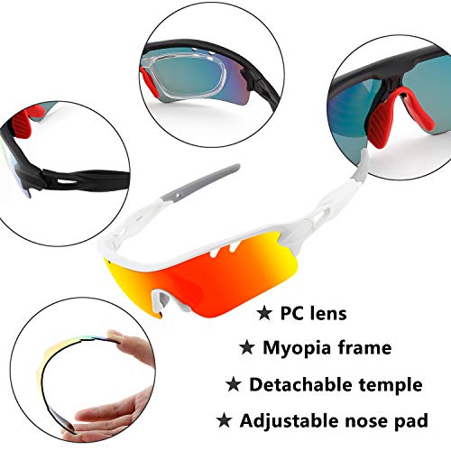 DUDUKING Gafas Sol Polarizadas Hombre Mujer Gafas de Sol Deportivas UV 400 Protección Gafas con 5 Rodajas De Lentes Intercambiables para Ciclismo Correr Golf Beisbol Surf Conducción Esquiando