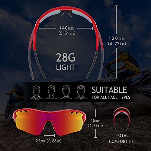 DUDUKING Gafas Sol Polarizadas Niño Adolescente Gafas de Sol Deportivas UV 400 Protección Gafas con 3 Rodajas De Lentes Intercambiables para Ciclismo Correr Golf Beisbol Surf Conducción Esquiando