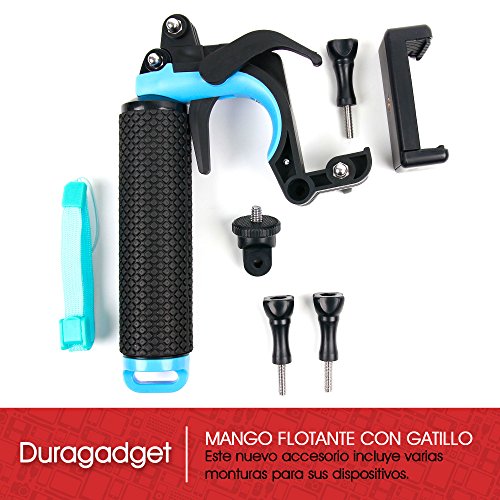 DURAGADGET Soporte/Mango Flotante con gatillo para Cámara de acción Nilox EVO 360 / EVO 4K / EVO 4K+ y Smartphones