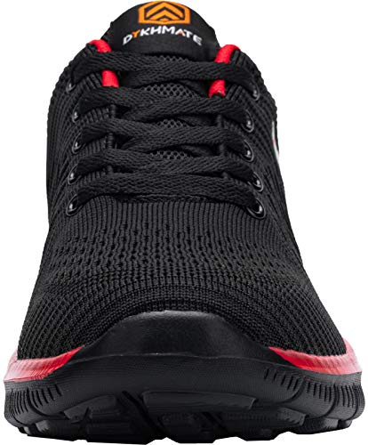 DYKHMATE Zapatillas de Deportes Hombre Ligero Transpirable Zapatos para Correr Gimnasio Casual Sneakers (Negro Rojo,47 EU)