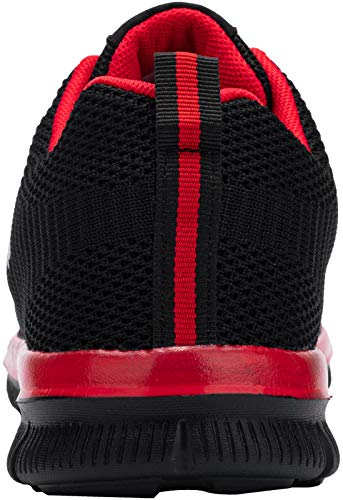 DYKHMATE Zapatillas de Deportes Hombre Ligero Transpirable Zapatos para Correr Gimnasio Casual Sneakers (Negro Rojo,47 EU)