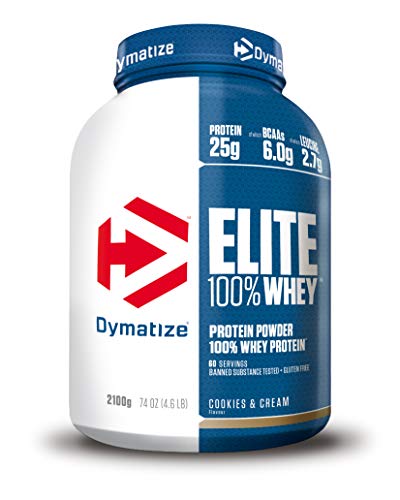 Dymatize Elite Whey Cookies & Cream 2.1Kg, Pulverizador de adecuada Poteína y Baja Azúcar + Proteína de Suero y BCAA