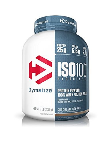 Dymatize Nutrition Dymatize, Polvo de Proteína Hidrolizada Iso100, 100% Proteína de Suero, sin Gluten, de Rápida Absorción, Fácil Digestión, Chocolate con Coco, 5 Libras 2200 g