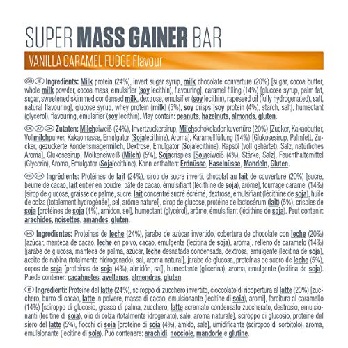 Dymatize Super Mass Gainer Bar Vanilla Caramel Fudge 10x90g - Barra de alto Peso Proteínico + Suero y Proteína de Caseína