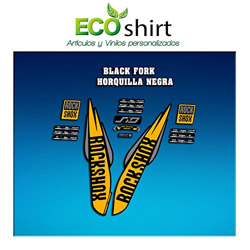 Ecoshirt Egatinas Stickers Fork Rock Shox SID WC World Cup 2017 Am127 Aufkleber Decals Autocollants, Amarillo Oscuro y Gris
