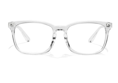Effnny Bloqueo de luz azul Gafas anti fatiga filtro UV juegos de computadora monturas de gafas de lectura Para hombres mujeres 8082 (Transparente)