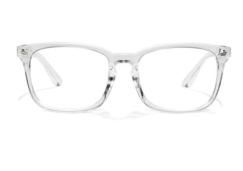 Effnny Bloqueo de luz azul Gafas anti fatiga filtro UV juegos de computadora monturas de gafas de lectura Para hombres mujeres 8082 (Transparente)