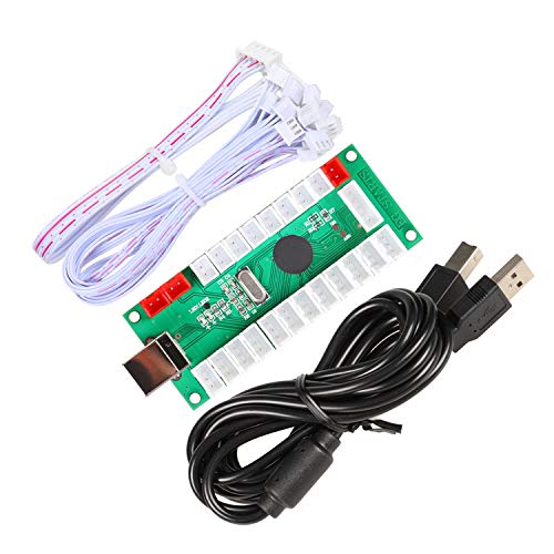 EG STARTS 2 Piezas de Arcade LED para Jugadores DIY Codificador USB 2X Elipse Óvalo Joystick de Estilo 20x Botones de Arcade LED para PC Sistema de Windows Raspberry Pi MAME (Rojo & Verde)