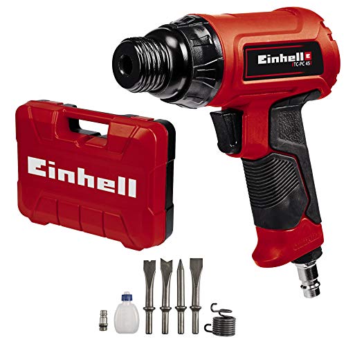 Einhell Cinceladora neumática TC-PC 45 (para trabajos en piedra y metal, incluye juego de cinceles de 120 mm de 4 piezas, botella de aceite, boquilla, muelle tensor y maletín de transporte)