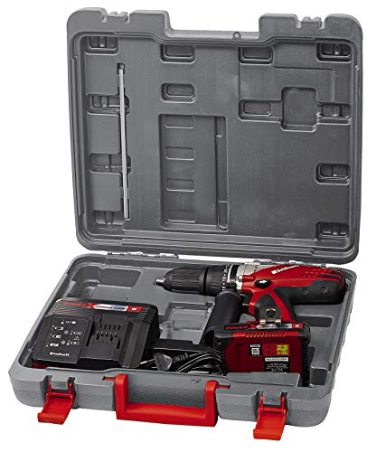 Einhell Expert TE-CD 18-2 Li-I Kit - Taladro percutor sin cable (batería de litio, 1.5 Ah, incluye maletín Bmc, 2 velocidades, 48 Nm, Power X-Change, luz LED, 18 V), color rojo