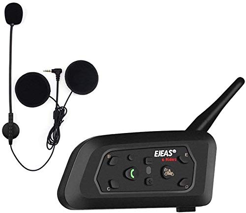 EJEAS V6 Pro BT Interphone 1200M Bluetooth Motocicleta Motocicleta Casco Intercom Auriculares con Interfono Duplex Control Avanzado de Ruido para hasta 6 Riders (1 Pieza)