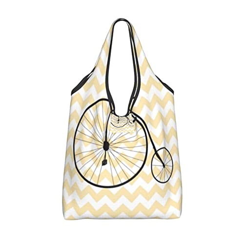 Elegante bolsa de compras reutilizable para bicicletas antiguas, bolso de hombro portátil, lavable, bolsa de comestibles, bolsas plegables para mujeres, viajes y uso diario