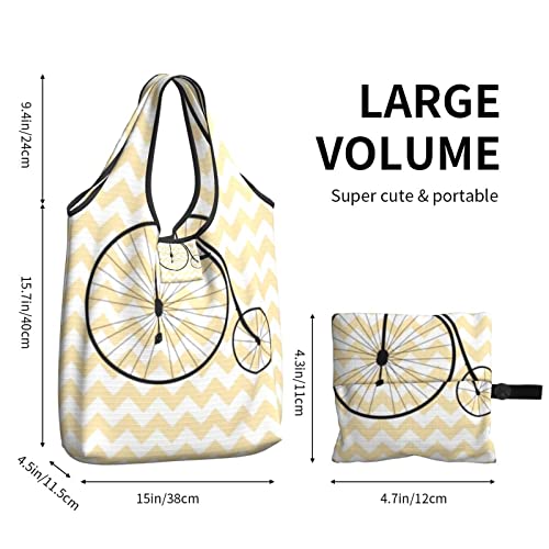 Elegante bolsa de compras reutilizable para bicicletas antiguas, bolso de hombro portátil, lavable, bolsa de comestibles, bolsas plegables para mujeres, viajes y uso diario