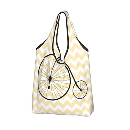 Elegante bolsa de compras reutilizable para bicicletas antiguas, bolso de hombro portátil, lavable, bolsa de comestibles, bolsas plegables para mujeres, viajes y uso diario