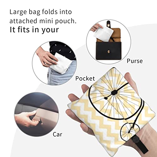 Elegante bolsa de compras reutilizable para bicicletas antiguas, bolso de hombro portátil, lavable, bolsa de comestibles, bolsas plegables para mujeres, viajes y uso diario