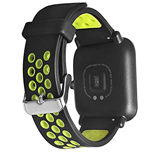 Elespoto 20mm Correa para Motorola Moto 360 2 generación 42 mm Samsung Gear S2 Classic Gear Sport Huawe Watch 2 Sport Withings Steel HR 40mm Reloj Pulsera de Reemplazo Correa (Black Yellow)