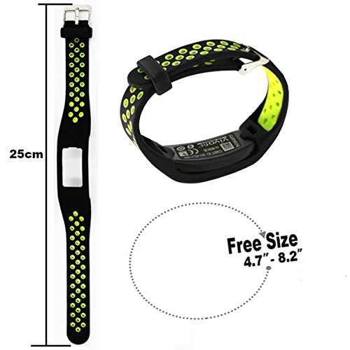 Elespoto Correa Replacement Banda brazaleteAlta Calidad Banda de Silicona para Garmin Vivofit Repuesto Banda Bracelet Wristband (Black Yellow)