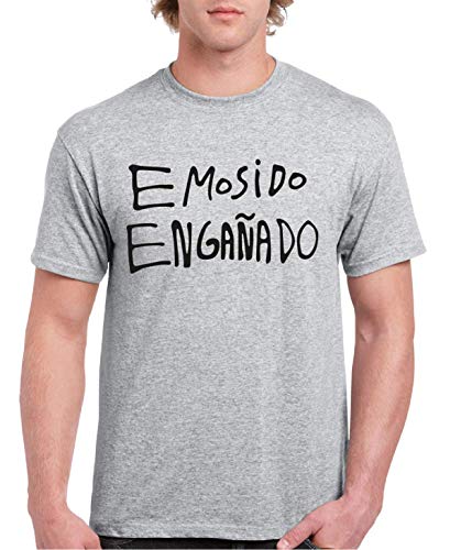 Emosido Engañado - Camiseta Manga Corta Fruit of The Loom (Gris Jaspeado, M)