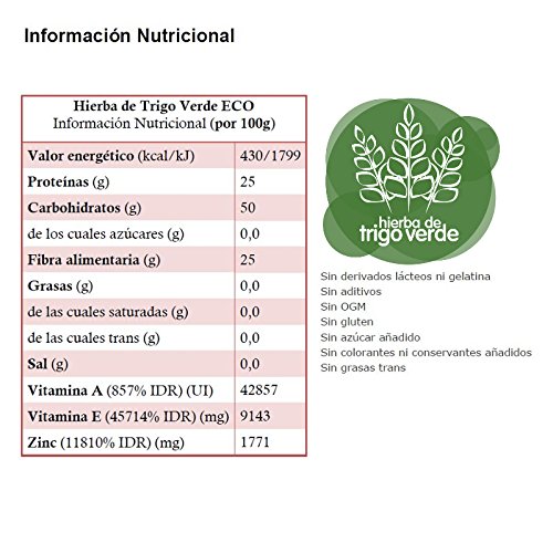 Energy Feelings Hierba De Trigo Verde Ecológica Pulverizada, Xxl, color Verde, 1000 g