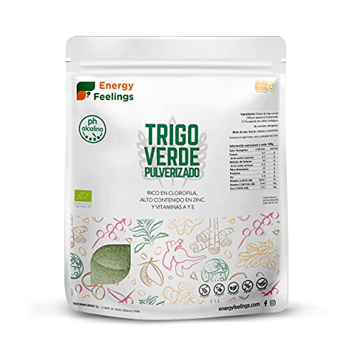 Energy Feelings Hierba De Trigo Verde Ecológica Pulverizada, Xxl, color Verde, 1000 g