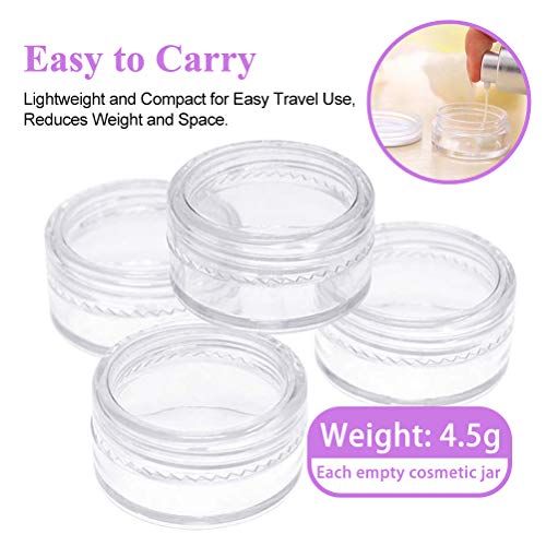 Envases para Cosmetica, 50 pcs Bote de Plastico Transparente Tarros Cosmetica Pequeños Vacío Contenedor de Cosmético, 5ml Tarros de Plastico con Tapa para Bálsamo Labial Crema Loción Polvos y Cuentas