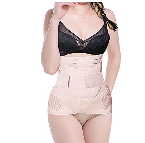 Envoltura postparto para el vientre 3 en 1 después del parto Apoyar la recuperación – Cinturón de vientre/cintura/pelvis para mujer, moldeadora del cuerpo (Medium, beige)