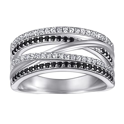 Epinki Anillos Mujer 925, Anillo X Cruz Circonita Blanca Anillos de Compromiso y Boda Talla 12