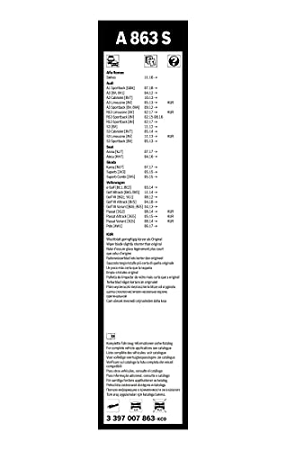 Escobilla limpiaparabrisas Bosch Aerotwin A863S, Longitud: 650mm/450mm – 1 juego para el parabrisas (frontal)