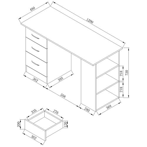 Escritorio Negro con cajones y Almacenamiento para Oficina en casa - Piranha Furniture Guppy