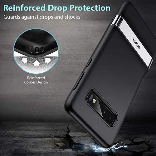 ESR Funda Protectora de Metal para Samsung Galaxy S10 2019, [Soporte Vertical y Horizontal] [Protección Reforzada contra caídas] Respaldo para PC con Parachoques de TPU Flexible para,Negro