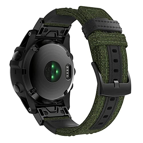 ESTUYOYA - Correa en Nailon Balístico compatible con Garmin Fenix 6X / Fenix 6X Pro / Fenix 5X / Fenix 5X Plus / Fenix 3 / Fenix 3 HR Pulsera Resistente Sport, 26mm - Verde