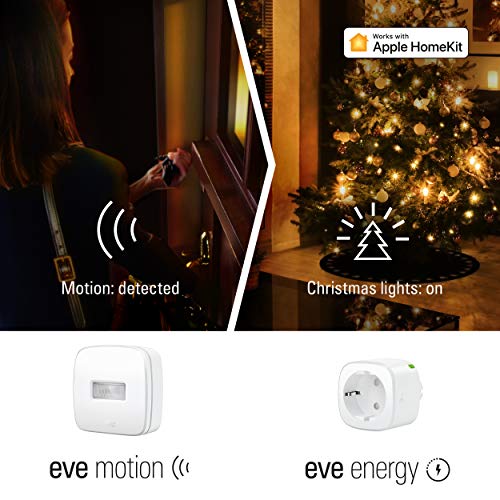Eve Energy - Enchufe inteligente conmutable, certificado TÜV, medición de consumo, horarios, enciende y apaga los dispositivos, sin necesidad de bridge, Bluetooth/Thread, Homekit