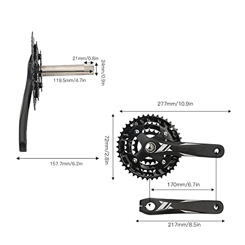 Evonecy Juego de Bielas Huecas Integradas para Bicicleta, Juego de Bielas de Alta Resistencia de 170 Mm de Aleación de Aluminio Anodizado CNC 22 32 42T para Bicicleta de Carretera(con pedalier)