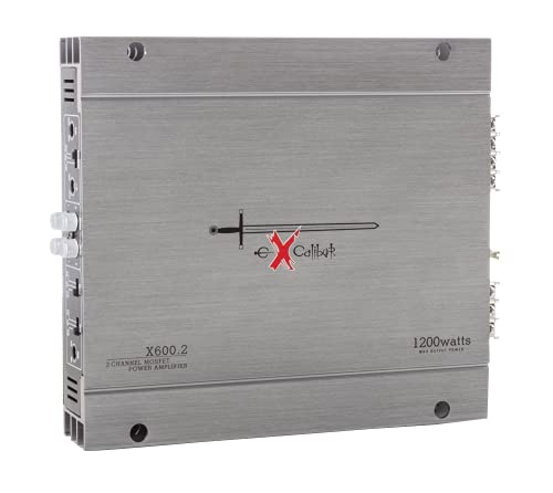 Excalibur X600.2 – Amplificador Coche 2 Canales, Potencia 1200w, Crossover Variable, 2 Ohms