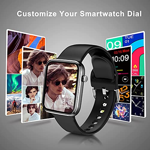 Ezanaki 1.69” Reloj Inteligente Hombre Mujer, Impermeable IP67 con Monitor de Sueño Pulsómetros Cronómetros, Notificación Inteligente, Podómetro, Cronómetro, para Android iOS, Negro