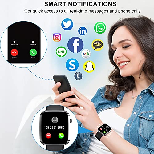 Ezanaki 1.69” Reloj Inteligente Hombre Mujer, Impermeable IP67 con Monitor de Sueño Pulsómetros Cronómetros, Notificación Inteligente, Podómetro, Cronómetro, para Android iOS, Negro