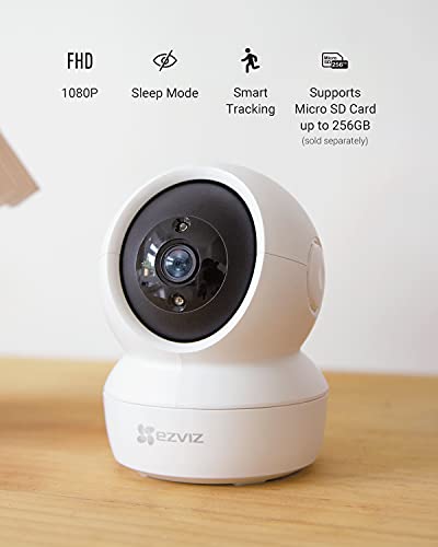 EZVIZ Cámara de Vigilancia 1080P WiFi Interior Cámara IP Domo 360º PTZ, Visión Nocturna, Detección de Movimiento, Audio Bidireccional, Compatible con Alexa y Google, Andriod/iOS, C6N